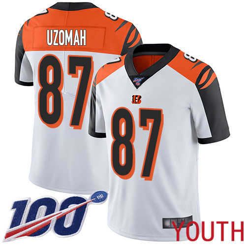 Cincinnati Bengals Limited White Youth C J  Uzomah Road Jersey NFL Footballl #87 100th Season Vapor Untouchable